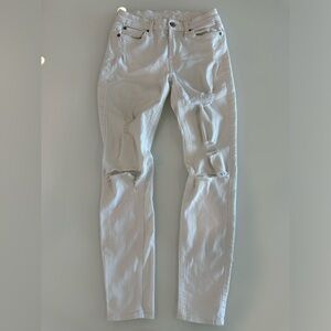 7 for All Mankind White Denim Distressed Skinny Jean